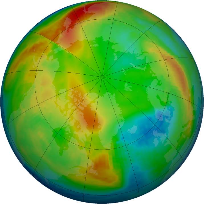 Arctic ozone map for 21 January 1983